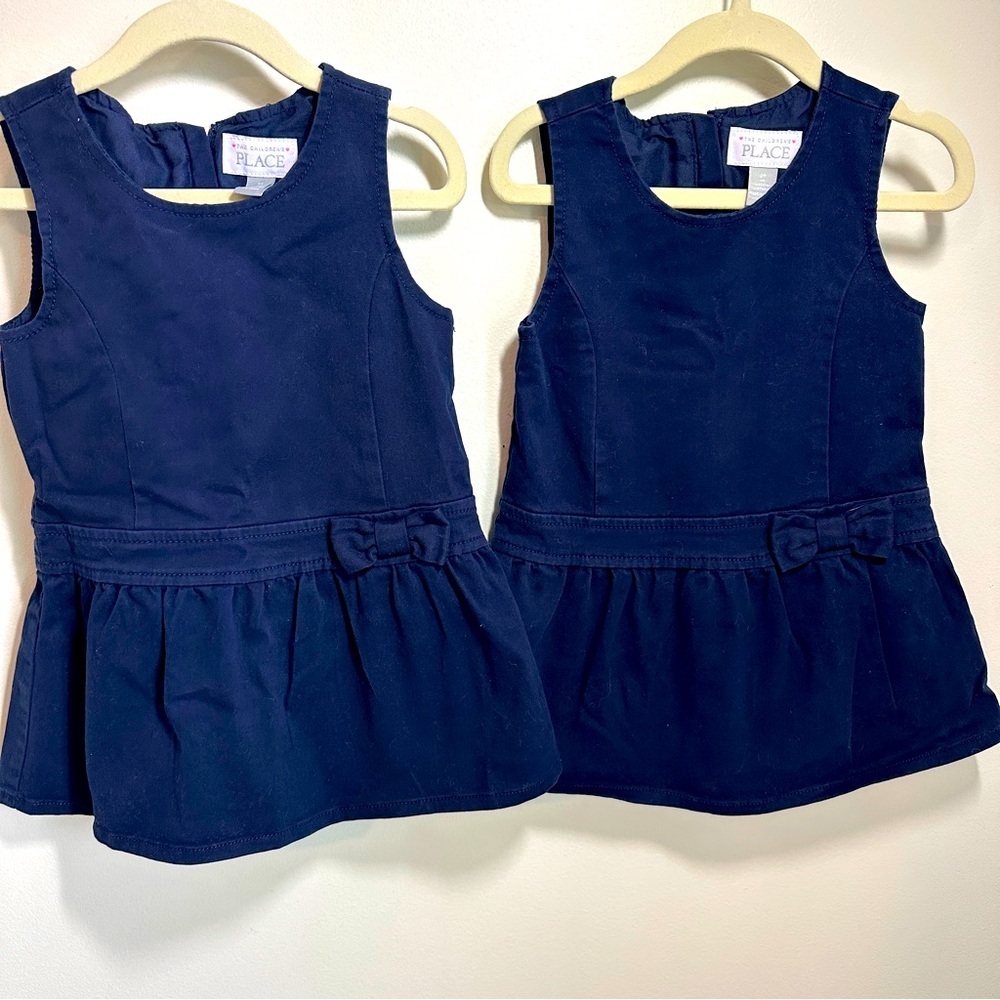 Children's Place Uniform Navy Blue Dresses Girls Sz 2T Sleeveless - Quantity 2